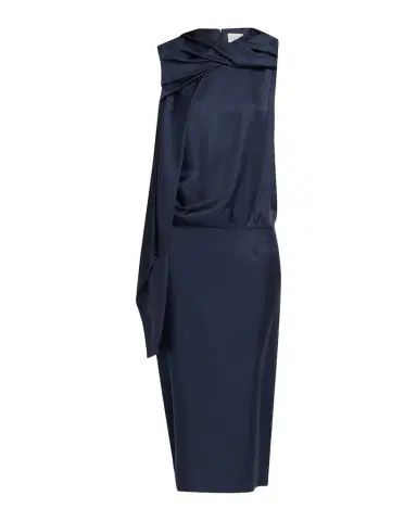 Loulou De Saison Izia Draped Cape Silk Midi Dress | Thumbnail 1 Loulou De Saison Izia Draped Cape Silk Midi Dress | Thumbnail 1