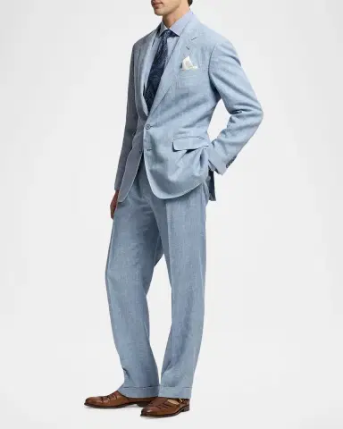 Ralph Lauren Men 's Hand-Tailored Linen-Blend Trousers | Thumbnail 2 Ralph Lauren Men 's Hand-Tailored Linen-Blend Trousers | Thumbnail 2