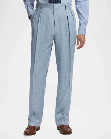 Ralph Lauren Men 's Hand-Tailored Linen-Blend Trousers | Thumbnail 4 Ralph Lauren Men 's Hand-Tailored Linen-Blend Trousers | Thumbnail 4