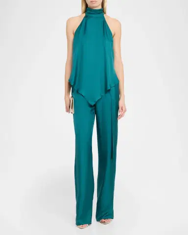 LAPOINTE Lightweight Silk Pointed Halter Top | Thumbnail 2 LAPOINTE Lightweight Silk Pointed Halter Top | Thumbnail 2