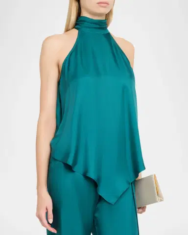 LAPOINTE Lightweight Silk Pointed Halter Top | Thumbnail 4 LAPOINTE Lightweight Silk Pointed Halter Top | Thumbnail 4