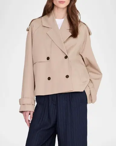 ANINE BING Rickie Cropped Trench Coat | Thumbnail 4 ANINE BING Rickie Cropped Trench Coat | Thumbnail 4