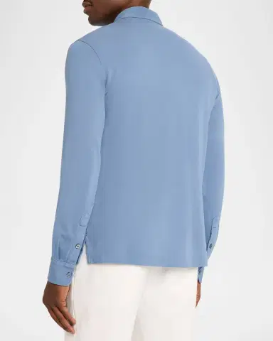 Ralph Lauren Purple Label Men's Cashmere and Silk Long-Sleeve Polo Shirt | Thumbnail 3 Ralph Lauren Purple Label Men's Cashmere and Silk Long-Sleeve Polo Shirt | Thumbnail 3