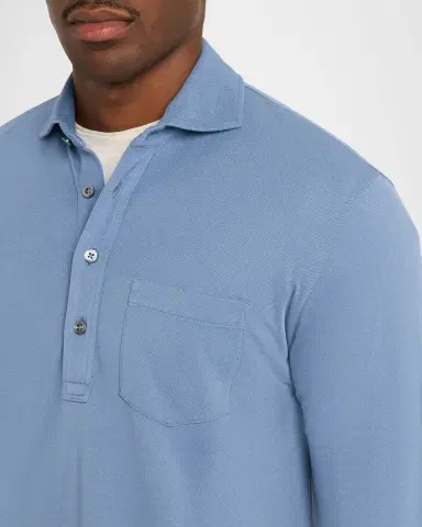 Ralph Lauren Purple Label Men's Cashmere and Silk Long-Sleeve Polo Shirt | Thumbnail 5 Ralph Lauren Purple Label Men's Cashmere and Silk Long-Sleeve Polo Shirt | Thumbnail 5