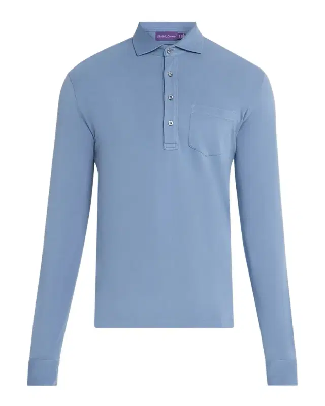 Men's Cashmere and Silk Long-Sleeve Polo Shirt Men's Cashmere and Silk Long-Sleeve Polo Shirt