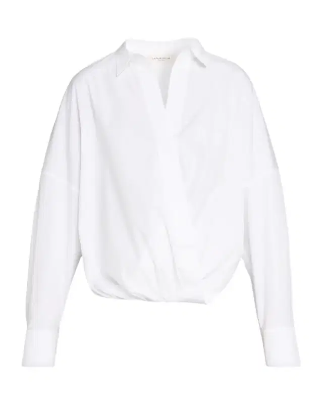 Oversized Draped Twist-Front Poplin Shirt Oversized Draped Twist-Front Poplin Shirt