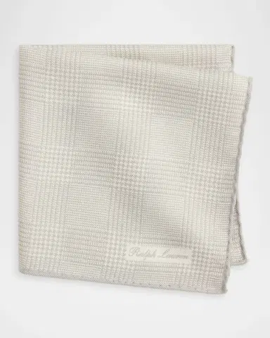 Ralph Lauren Men's Cashmere and Silk Glen Plaid Pocket Square | Thumbnail 2 Ralph Lauren Men's Cashmere and Silk Glen Plaid Pocket Square | Thumbnail 2