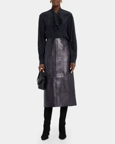 Lafayette 148 New York Dotted Nappa Leather Midi Pencil Skirt | Thumbnail 2 Lafayette 148 New York Dotted Nappa Leather Midi Pencil Skirt | Thumbnail 2
