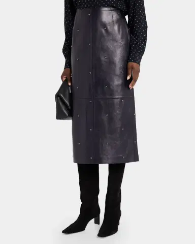 Lafayette 148 New York Dotted Nappa Leather Midi Pencil Skirt | Thumbnail 4 Lafayette 148 New York Dotted Nappa Leather Midi Pencil Skirt | Thumbnail 4