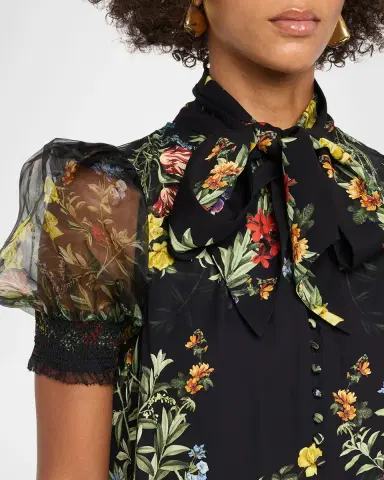 ALICE + OLIVIA Brentley Tie-Neck Floral Blouse | Thumbnail 5 ALICE + OLIVIA Brentley Tie-Neck Floral Blouse | Thumbnail 5