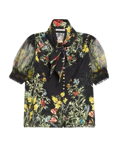 ALICE + OLIVIA Brentley Tie-Neck Floral Blouse | Thumbnail 1 ALICE + OLIVIA Brentley Tie-Neck Floral Blouse | Thumbnail 1