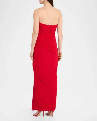 Badgley Mischka Pleated Ruffled Chiffon Column Gown | Thumbnail 3 Badgley Mischka Pleated Ruffled Chiffon Column Gown | Thumbnail 3
