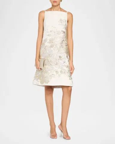 Rickie Freeman for Teri Jon Metallic Floral Jacquard Mini Shift Dress | Thumbnail 2 Rickie Freeman for Teri Jon Metallic Floral Jacquard Mini Shift Dress | Thumbnail 2
