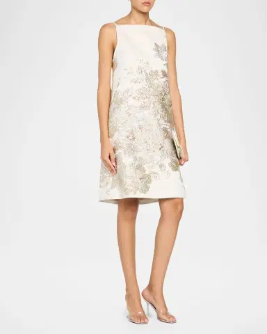 Rickie Freeman for Teri Jon Metallic Floral Jacquard Mini Shift Dress | Thumbnail 4 Rickie Freeman for Teri Jon Metallic Floral Jacquard Mini Shift Dress | Thumbnail 4
