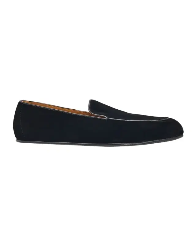 Men's Leo Leather-Trim Velvet Smoking Slippers Men's Leo Leather-Trim Velvet Smoking Slippers
