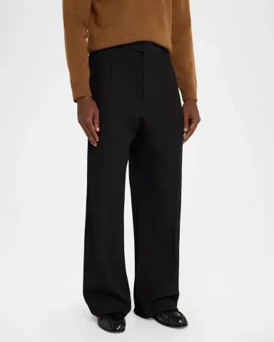 Saint Laurent Men 's Wool Stripe Pleated Wide-Leg Trousers | Thumbnail 4 Saint Laurent Men 's Wool Stripe Pleated Wide-Leg Trousers | Thumbnail 4