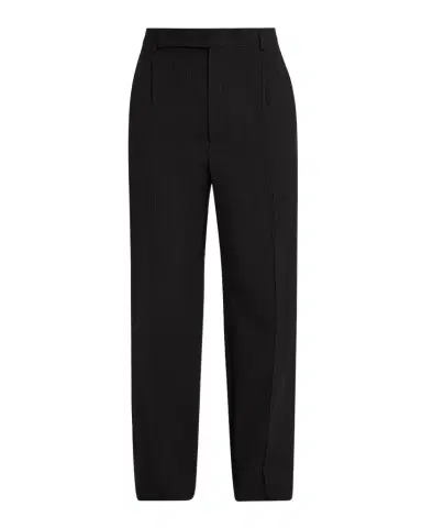 Saint Laurent Men's Wool Stripe Pleated Wide-Leg Trousers | Thumbnail 1 Saint Laurent Men's Wool Stripe Pleated Wide-Leg Trousers | Thumbnail 1
