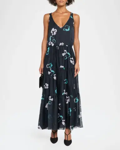 Emporio Armani Sleeveless Tiered Floral-Print Maxi Dress | Thumbnail 2 Emporio Armani Sleeveless Tiered Floral-Print Maxi Dress | Thumbnail 2
