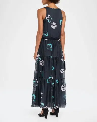 Emporio Armani Sleeveless Tiered Floral-Print Maxi Dress | Thumbnail 3 Emporio Armani Sleeveless Tiered Floral-Print Maxi Dress | Thumbnail 3