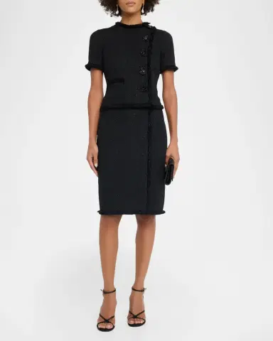 Rickie Freeman for Teri Jon Fringed Floral Applique Tweed Dress | Thumbnail 2 Rickie Freeman for Teri Jon Fringed Floral Applique Tweed Dress | Thumbnail 2