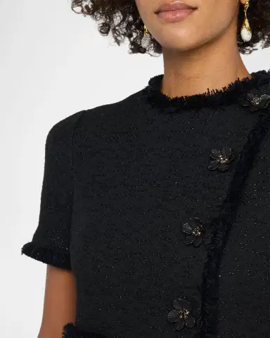 Rickie Freeman for Teri Jon Fringed Floral Applique Tweed Dress | Thumbnail 5 Rickie Freeman for Teri Jon Fringed Floral Applique Tweed Dress | Thumbnail 5