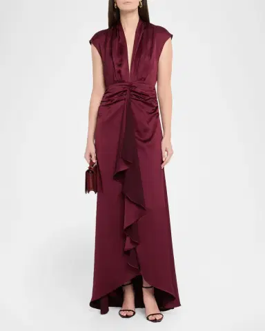 Ramy Brook Catrin Draped Deep V-Neck Gown | Thumbnail 2 Ramy Brook Catrin Draped Deep V-Neck Gown | Thumbnail 2