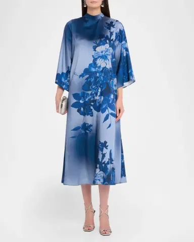 Rickie Freeman for Teri Jon Floral-Print Twill Midi Dress | Thumbnail 2 Rickie Freeman for Teri Jon Floral-Print Twill Midi Dress | Thumbnail 2
