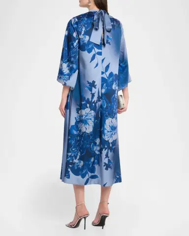 Rickie Freeman for Teri Jon Floral-Print Twill Midi Dress | Thumbnail 3 Rickie Freeman for Teri Jon Floral-Print Twill Midi Dress | Thumbnail 3