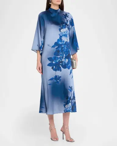 Rickie Freeman for Teri Jon Floral-Print Twill Midi Dress | Thumbnail 4 Rickie Freeman for Teri Jon Floral-Print Twill Midi Dress | Thumbnail 4