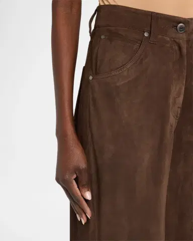 Brunello Cucinelli Suede Relaxed Straight-Leg Pants | Thumbnail 5 Brunello Cucinelli Suede Relaxed Straight-Leg Pants | Thumbnail 5
