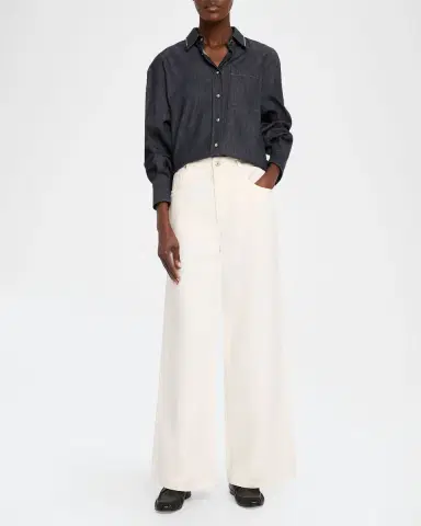 Brunello Cucinelli Monili-Trim Denim Oversized Shirt | Thumbnail 2 Brunello Cucinelli Monili-Trim Denim Oversized Shirt | Thumbnail 2
