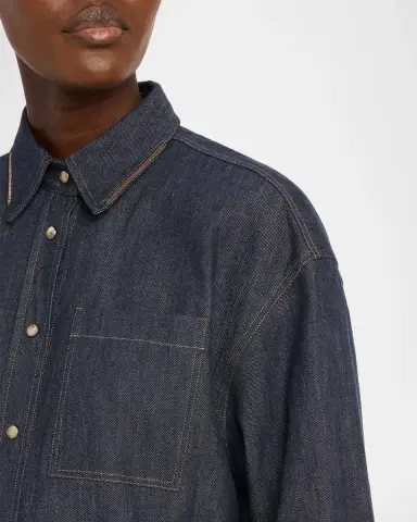 Brunello Cucinelli Monili-Trim Denim Oversized Shirt | Thumbnail 5 Brunello Cucinelli Monili-Trim Denim Oversized Shirt | Thumbnail 5
