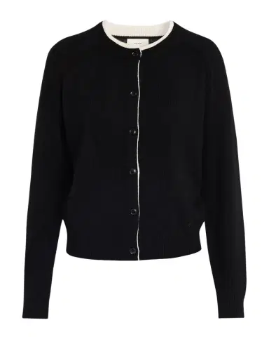 Loulou De Saison Nicola Contrast Crewneck Cashmere Cardigan | Thumbnail 1 Loulou De Saison Nicola Contrast Crewneck Cashmere Cardigan | Thumbnail 1
