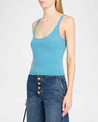 Ulla Johnson Brielle Cashmere Pointelle Tank Top | Thumbnail 4 Ulla Johnson Brielle Cashmere Pointelle Tank Top | Thumbnail 4