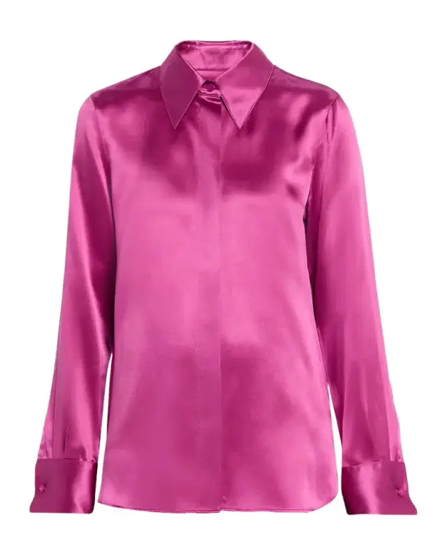 Spread-Collar Silk Charmeuse Blouse Spread-Collar Silk Charmeuse Blouse