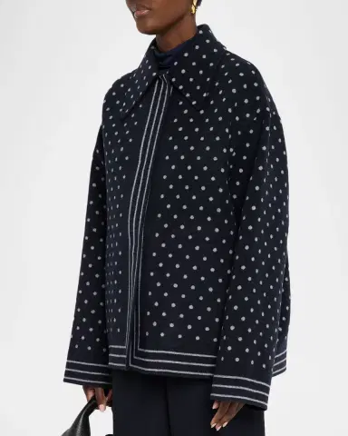 Lafayette 148 New York Oversized Reversible Polka Dot Wool Coat | Thumbnail 4 Lafayette 148 New York Oversized Reversible Polka Dot Wool Coat | Thumbnail 4