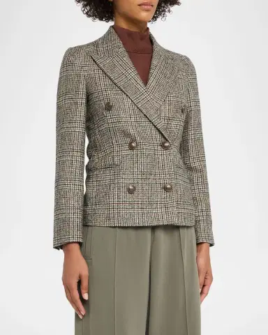 Brunello Cucinelli Double-Breasted Prince Of Wales Tailored Jacket | Thumbnail 4 Brunello Cucinelli Double-Breasted Prince Of Wales Tailored Jacket | Thumbnail 4