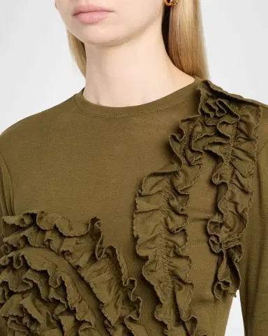 Ulla Johnson Polina Ruffled Jersey Long-Sleeve Top | Thumbnail 5 Ulla Johnson Polina Ruffled Jersey Long-Sleeve Top | Thumbnail 5