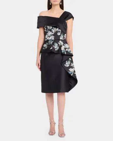 Rickie Freeman for Teri Jon Draped One-Shoulder Mikado Peplum Dress | Thumbnail 2 Rickie Freeman for Teri Jon Draped One-Shoulder Mikado Peplum Dress | Thumbnail 2