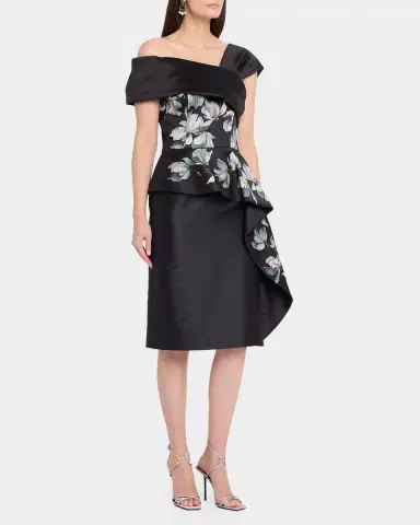 Rickie Freeman for Teri Jon Draped One-Shoulder Mikado Peplum Dress | Thumbnail 4 Rickie Freeman for Teri Jon Draped One-Shoulder Mikado Peplum Dress | Thumbnail 4