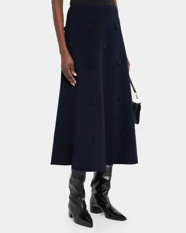 Lafayette 148 New York Embellished Fringed Dot Flare Midi Skirt | Thumbnail 4 Lafayette 148 New York Embellished Fringed Dot Flare Midi Skirt | Thumbnail 4