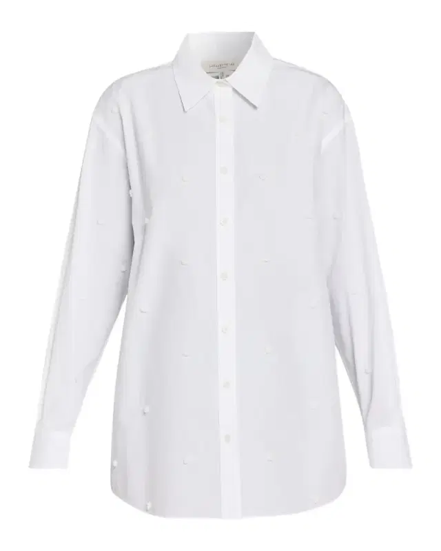 Oversized Embroidered Polka Dot Poplin Shirt Oversized Embroidered Polka Dot Poplin Shirt