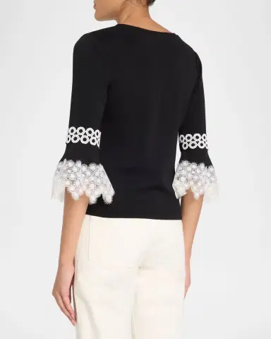 Misook Lace Applique Bell-Sleeve Knit Top | Thumbnail 3 Misook Lace Applique Bell-Sleeve Knit Top | Thumbnail 3