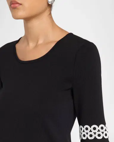 Misook Lace Applique Bell-Sleeve Knit Top | Thumbnail 5 Misook Lace Applique Bell-Sleeve Knit Top | Thumbnail 5