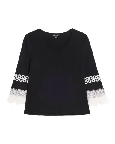 Misook Lace Applique Bell-Sleeve Knit Top | Thumbnail 1 Misook Lace Applique Bell-Sleeve Knit Top | Thumbnail 1
