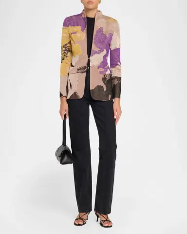 Misook Tailored Floral Jacquard Knit Jacket | Thumbnail 2 Misook Tailored Floral Jacquard Knit Jacket | Thumbnail 2