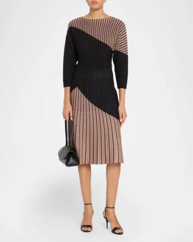 Misook Fit & Flare Dolman-Sleeve Knit Midi Dress | Thumbnail 2 Misook Fit & Flare Dolman-Sleeve Knit Midi Dress | Thumbnail 2