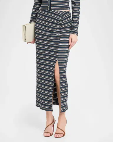 Ramy Brook Val Striped Straight Midi Skirt | Thumbnail 4 Ramy Brook Val Striped Straight Midi Skirt | Thumbnail 4