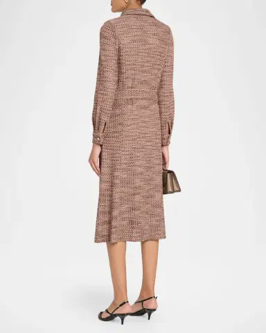 Misook Belted Tweed Knit Midi Shirtdress | Thumbnail 3 Misook Belted Tweed Knit Midi Shirtdress | Thumbnail 3