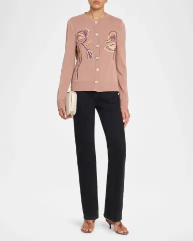 Misook Floral Embroidered Knit Cardigan | Thumbnail 2 Misook Floral Embroidered Knit Cardigan | Thumbnail 2